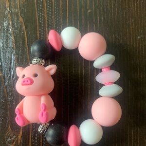 Pink Piggy 3d Beaded Bracelet for Stanley